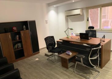 مكتب مفروش للإيجار في الدقى 170م فى شارع التحرير الرئيسى (رخصة و برج إدارى )